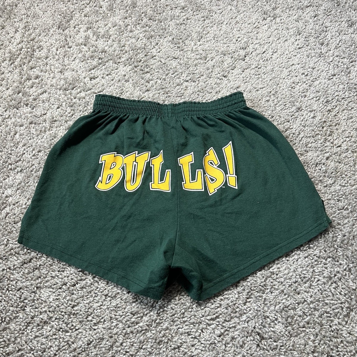 Vintage USF Bulls Soffe Shorts Made In USA Green Gold College NCAA - Main Image