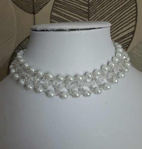 bicone Beaded CHOKER necklace VINTAGE 