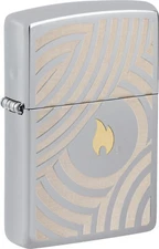 ZIPPO Original Lighter Regular / Polished Chrome Flame And Circles / Case