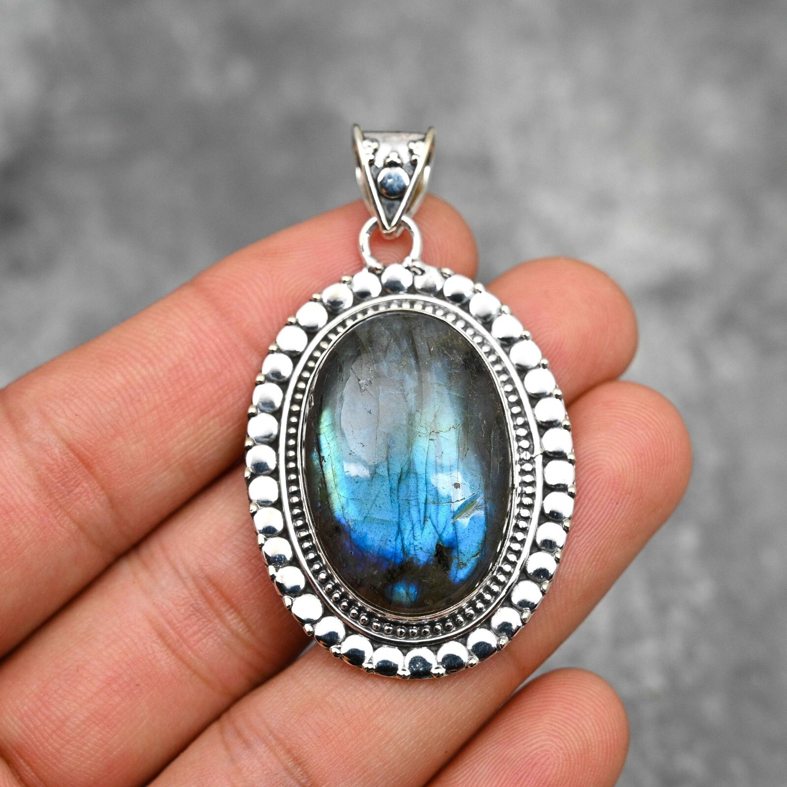 Labradorite Gemstone Pendant in 925 Sterling Silver Handmade Jewelry Gift