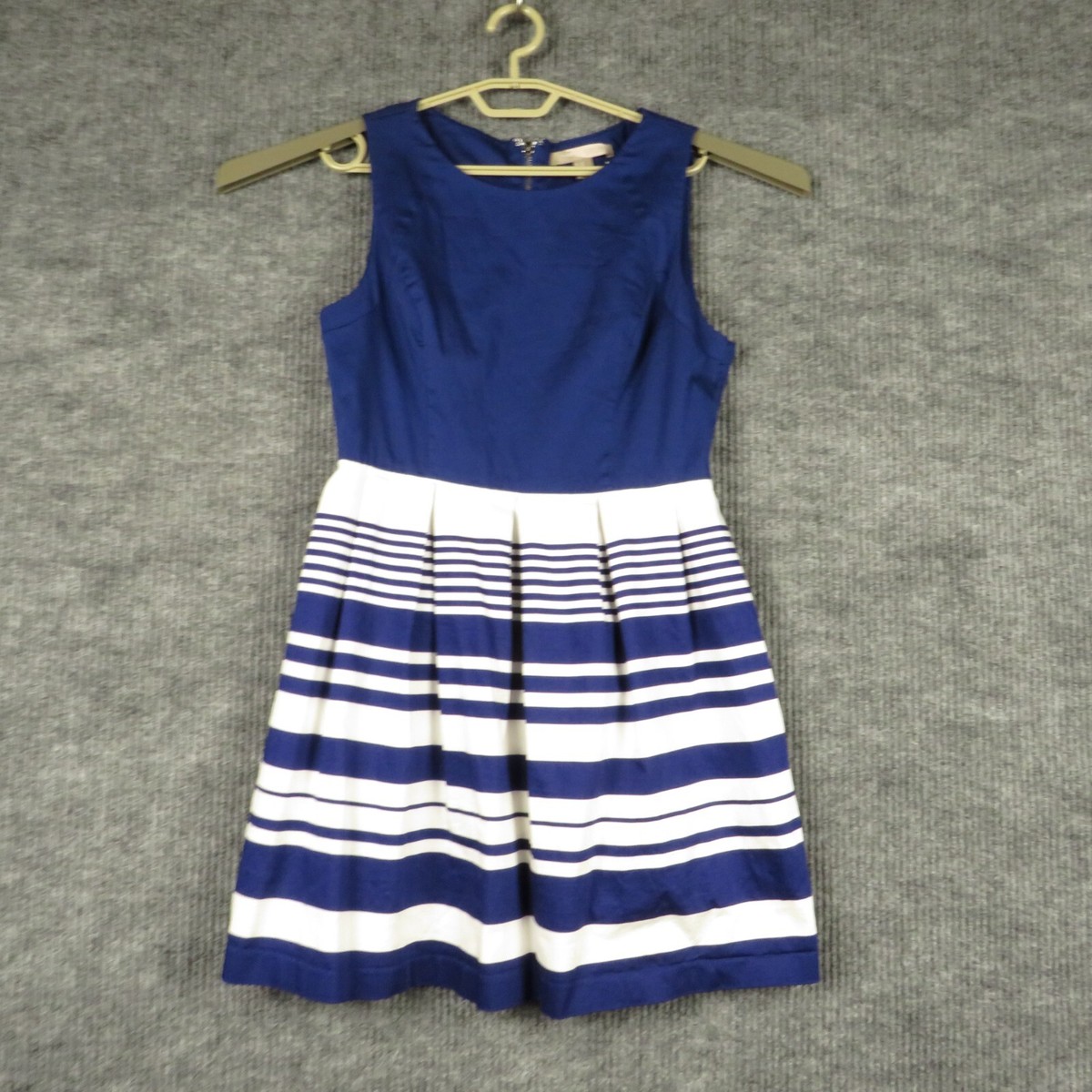 Forever 21 Dress Womens Medium Blue White Back Zip Lined Cotton Sleeveless  | eBay