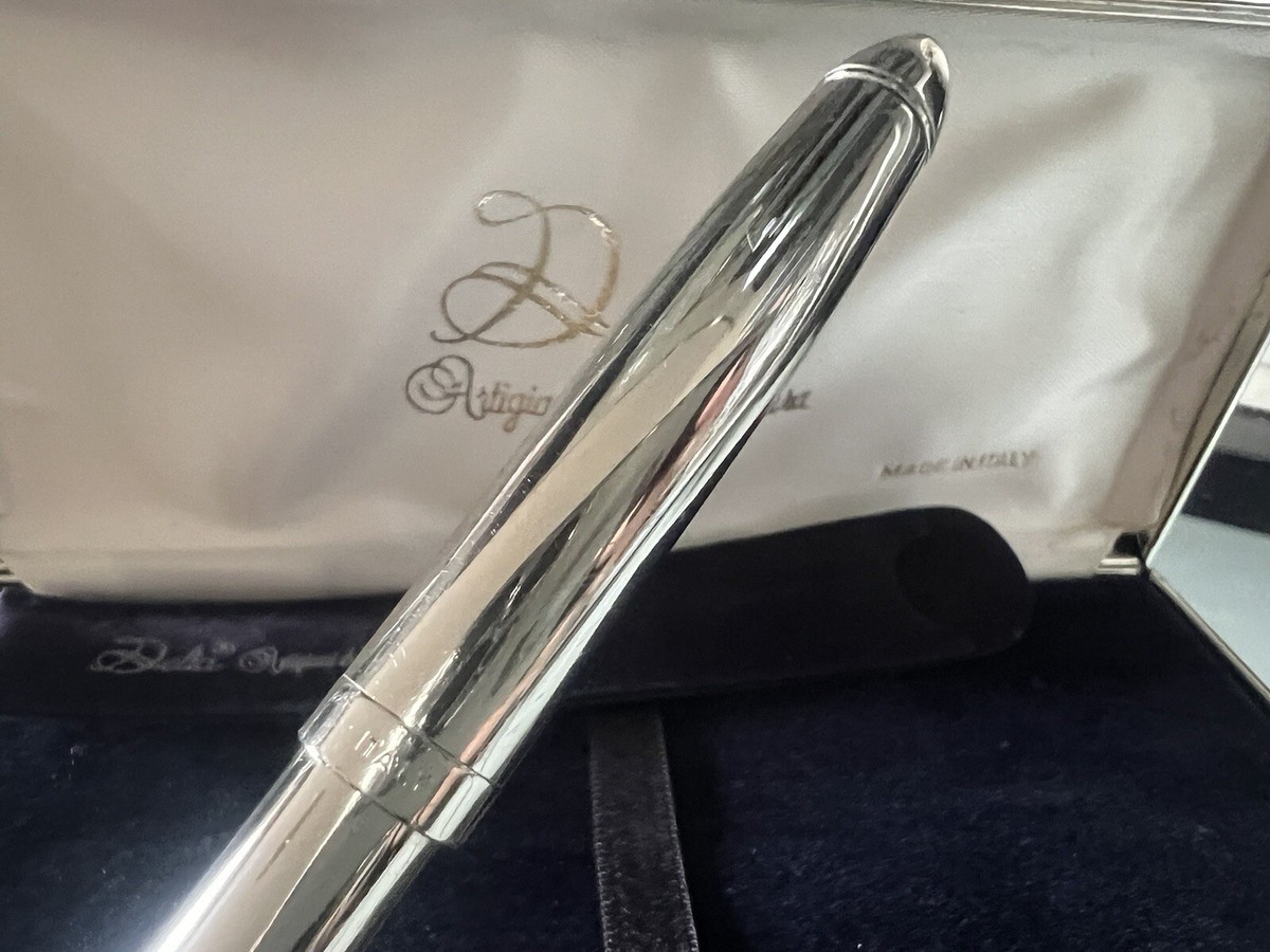 Stylo Plume Delta Argent Finitions Dorées - Modèle Graffiti Spline Bit, Fabriqué En Italie, Neuf