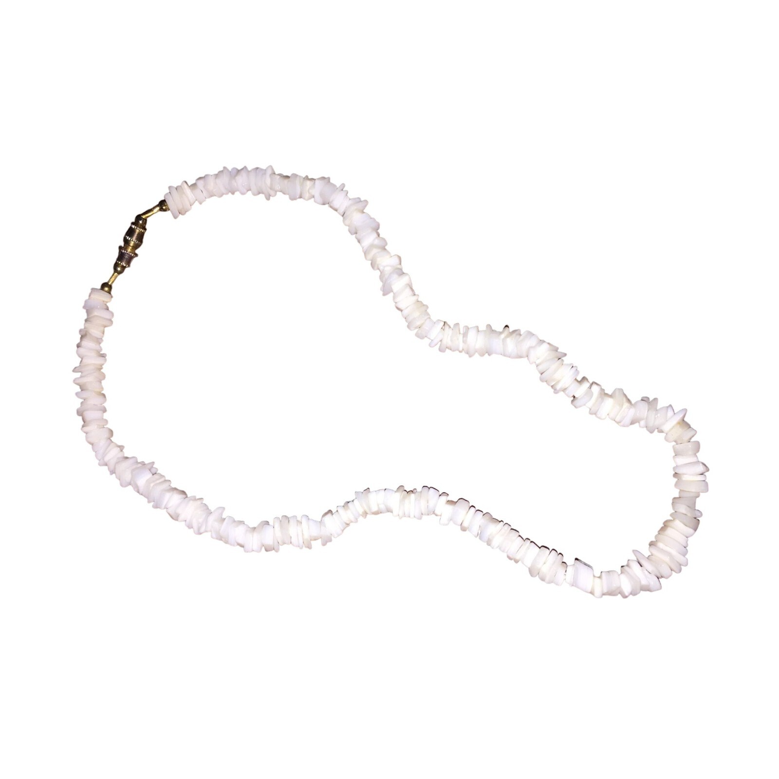 Vintage White Beachy Puka Shell Necklace 7 inches - image 1