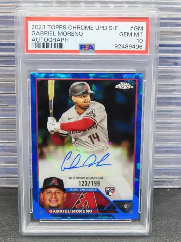 2023 Topps Chrome Sapphire Gabriel Moreno Update Rookie Auto RC #123/199 PSA 10