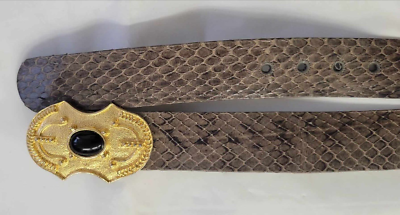 Vtg Gay Boyer Light Brown Embossed Waist Belt with Goldtone Buckle Vintage signed GAY BOYER belt with gold tone removable  main image 3