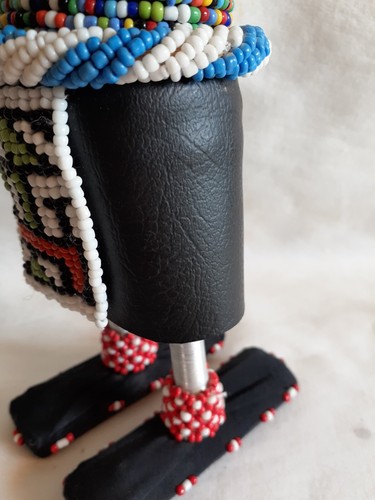 Bambola Ndebele Maiden fatta a mano arte con perline dalle donne dell'Africa meridionale arte popolare - Foto 8 di 14