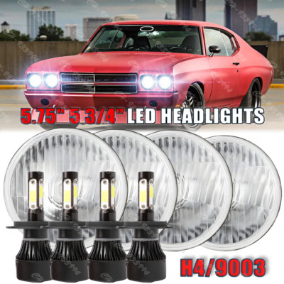 4Pcs 5-3/4'' 5.75'' LED Headlights Hi/Lo Beam For Chevy Corvette Chevelle 6000K