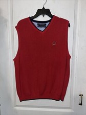 Tommy Hilfiger Men's Golf Red Sweater Vest 90s L Grandpa Dad VTG Classic Preppy