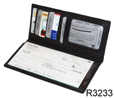 Black Genuine Leather Standard Checkbook Cover Long Wallet Credit Card Holder Me
