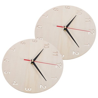 2 Sets Wooden Wall Clock Panel Kits for Projects Face with Moveable Hands