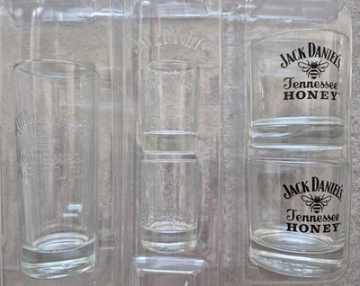 Ultimate Jack Daniels Bar Set, 2 Honey Rocks, 2 Fire Shot, 1 Apple Highball, New