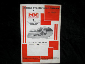 Antique Minneapolis Moline Tractor Drawn Disc Harrow Sales Brochure