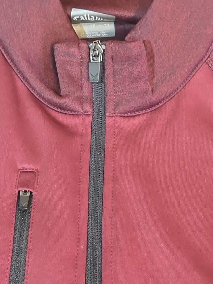 Pullover Callaway 1/4 Cuarto Cremallera Para Hombres XL Granate/Borgoña Cuello Simulado BOLSILLOS USADO EN EXCELENTE ESTADO Foto 3 de 4