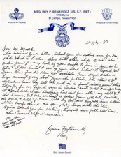 Roy Benavidez - Signed Handwritten Letter (Vietnam War MOH Recipient)