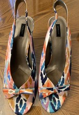 Array Multicolor Abstract Slingback Peep-Toe ...