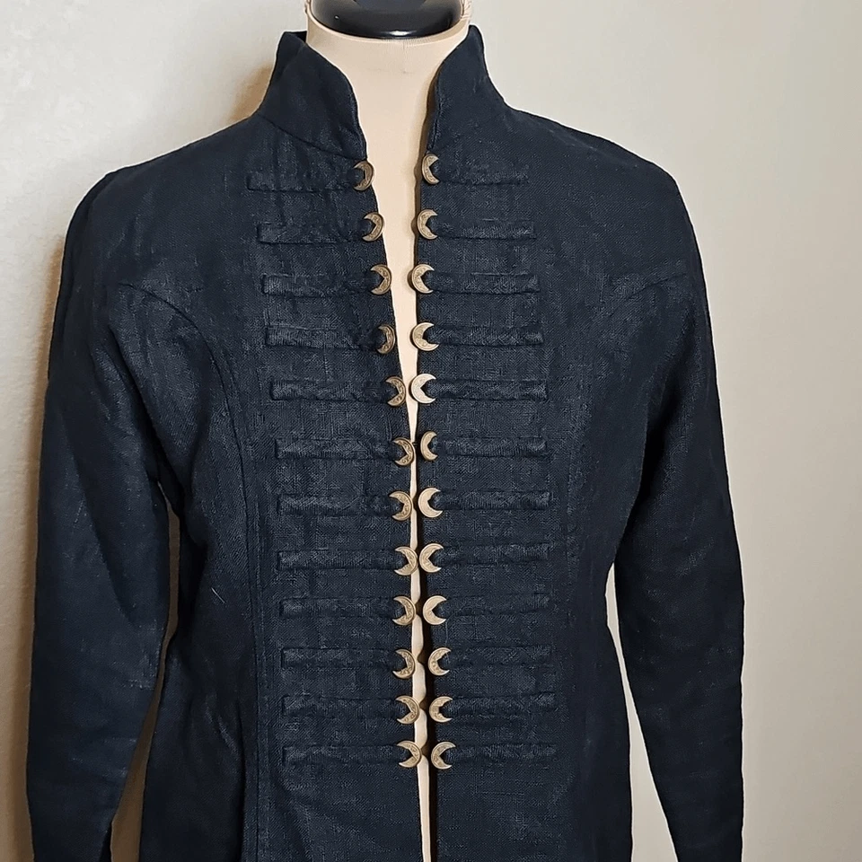 Soft Surroundings XS Black Steampunk Military Style Jacket with Button Accents - Image 2 of 4