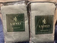 2 Vintage Ralph Lauren Hawk Springs European Shams 26x26 Green NOS Rare