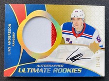 18-19 UD ULTIMATE ROOKIES AUTO PATCH LIAS ANDERSSON RC #RRPA-LA 28/49 MINT