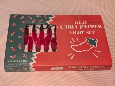 Red Chili Pepper Light Set 20 String Lights Optional Flashing Restaurant Decor