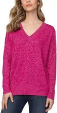 Buffalo David Bitton Womens Pink Super Soft Cozy V Neck Sweater Size M NWT