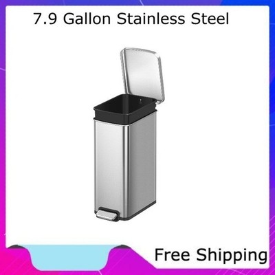 Better Homes & Gardens Kitchen Trash Can, 7.9 Gallon Stainless Steel Slim Step