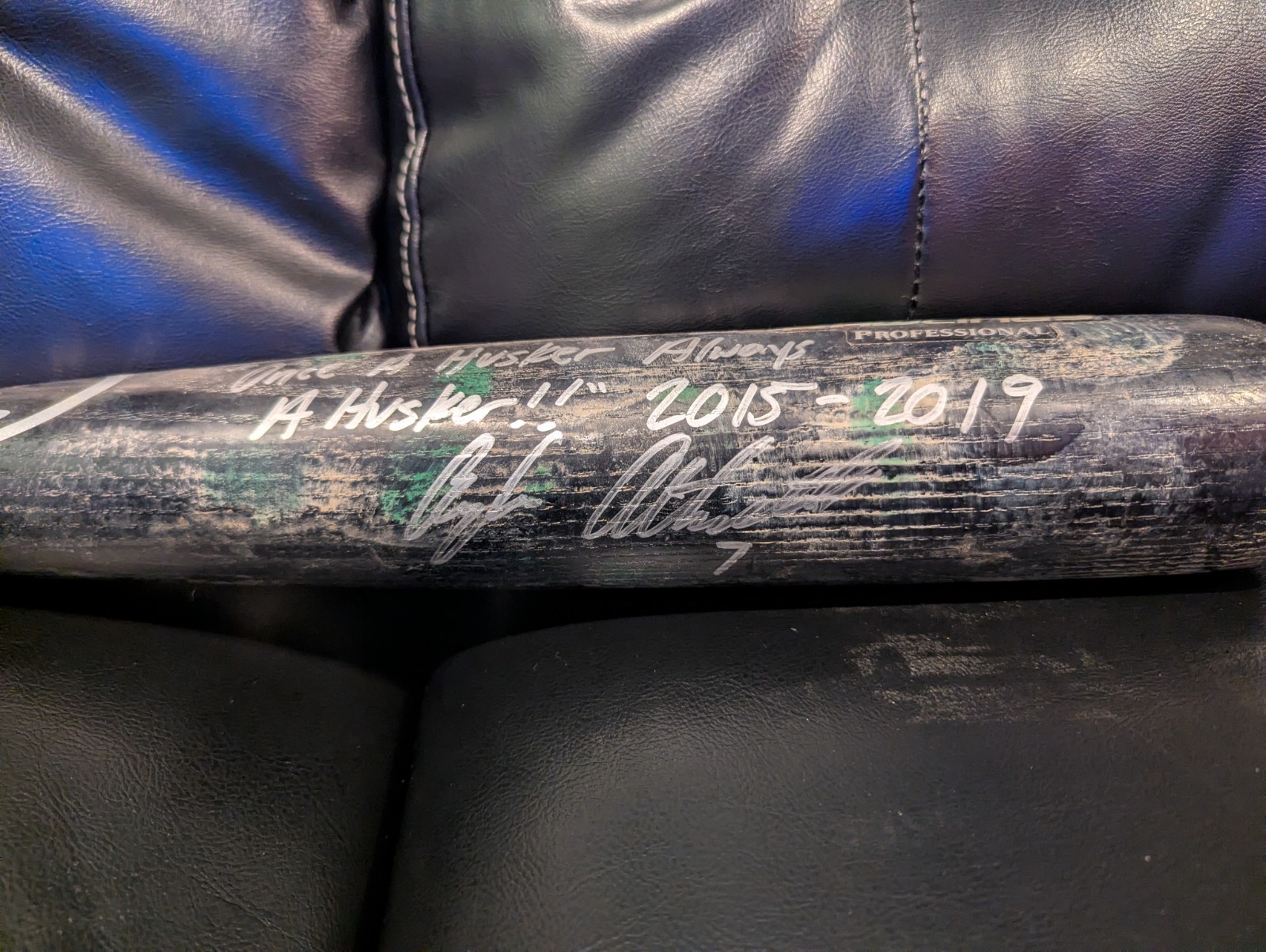 Game Used Nebraska Cornhuskers Angelo Altavilla Signed Auto Inscribed Bat ⚾👀🔥 view 3