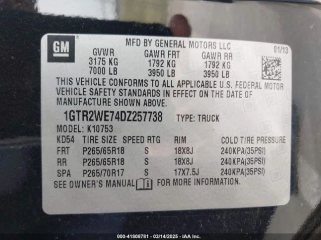 GMC Sierra 1500 2013 reposabrazos consola negra usada 4 puertas PU 129 k kilometraje 241-02214 Foto 4 de 4