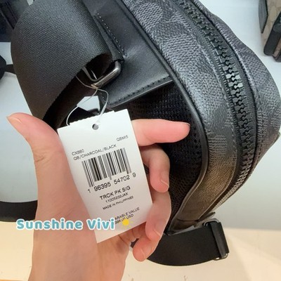 NWT Coach Track Pack In Signature Canvas CX880 Gunmetal/Charcoal