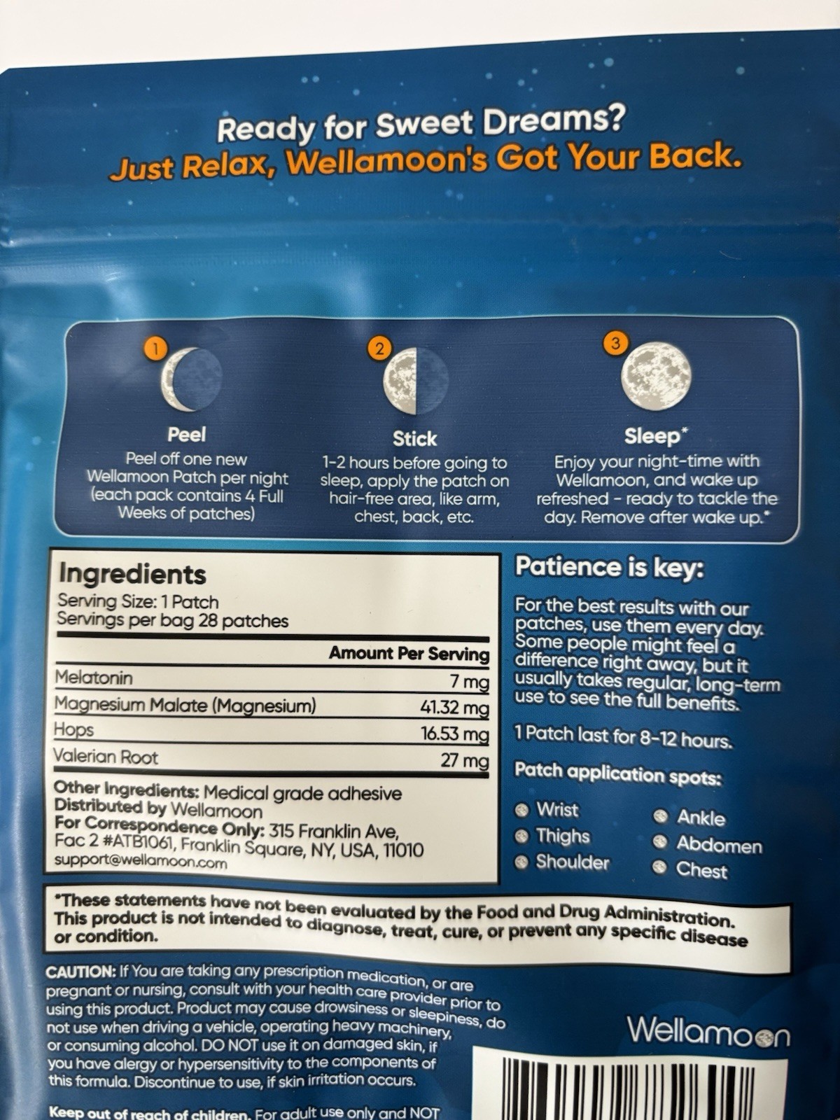 Wellamoon Sleep Support Patches 28 Patches NEW SEALED-Exp 9/17/26