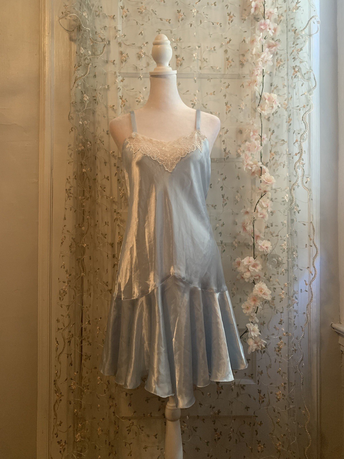 Vintage Victoria’s Secret Blue Slip Dress Coquette Balletcore Size M