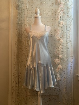 Vintage Victoria s Secret Blue Slip Dress Coquette Balletcore Size M