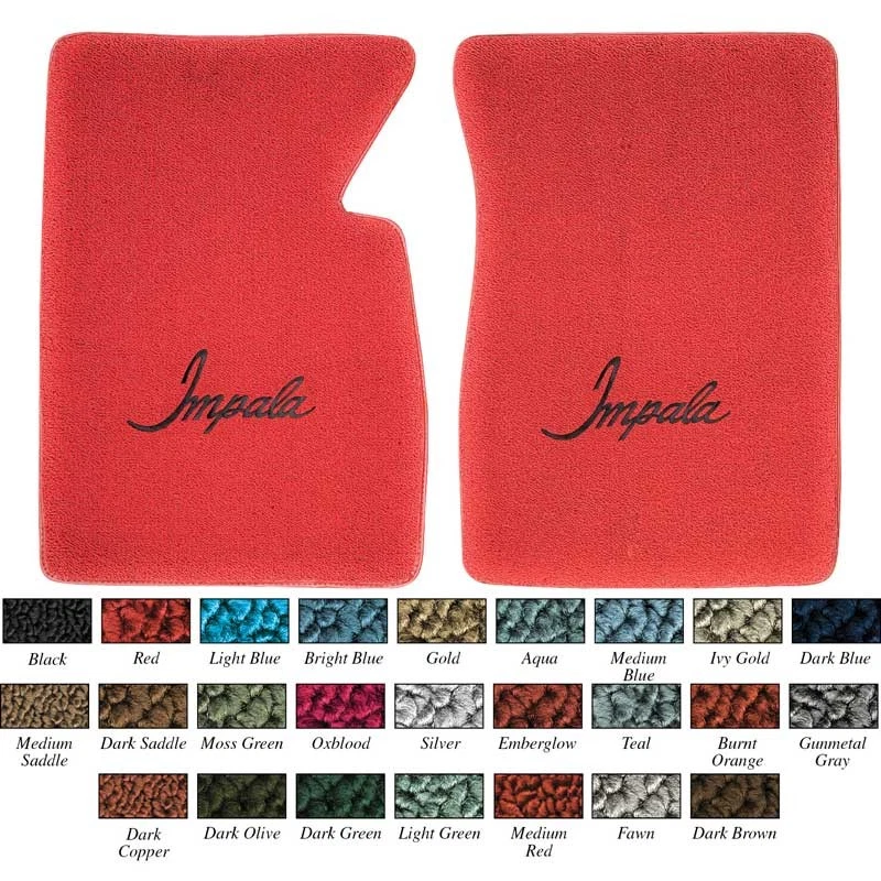 Chevrolet Bel Air 1958-70 juego de 4 alfombrillas; bucle; logotipo Impala Script; Foto 2 de 4