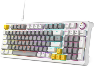 Teclado mecánico 75% 87 teclas, retroiluminado RGB, switch rojo, gris