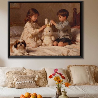 Oil Painting Shih Tzu Dog Canvas Print Family Living Room Decor Kids Room Art
