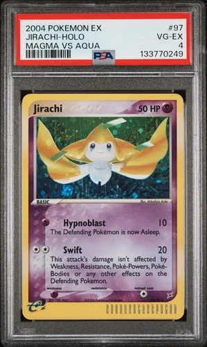 2004 POKEMON EX TEAM MAGMA VS TEAM AQUA #97 JIRACHI-HOLO PSA 4