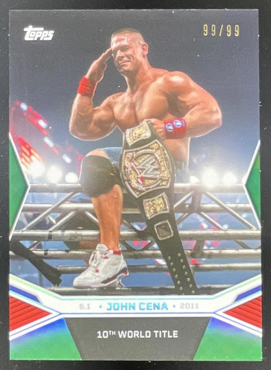 2025 Topps Green Foil #12 John Cena 10th World Title WWE Championship /99