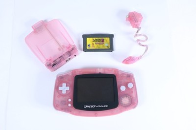 Nintendo Game Boy Advance Pink AGB-001 w/ Worm Light, Clamshell & Game