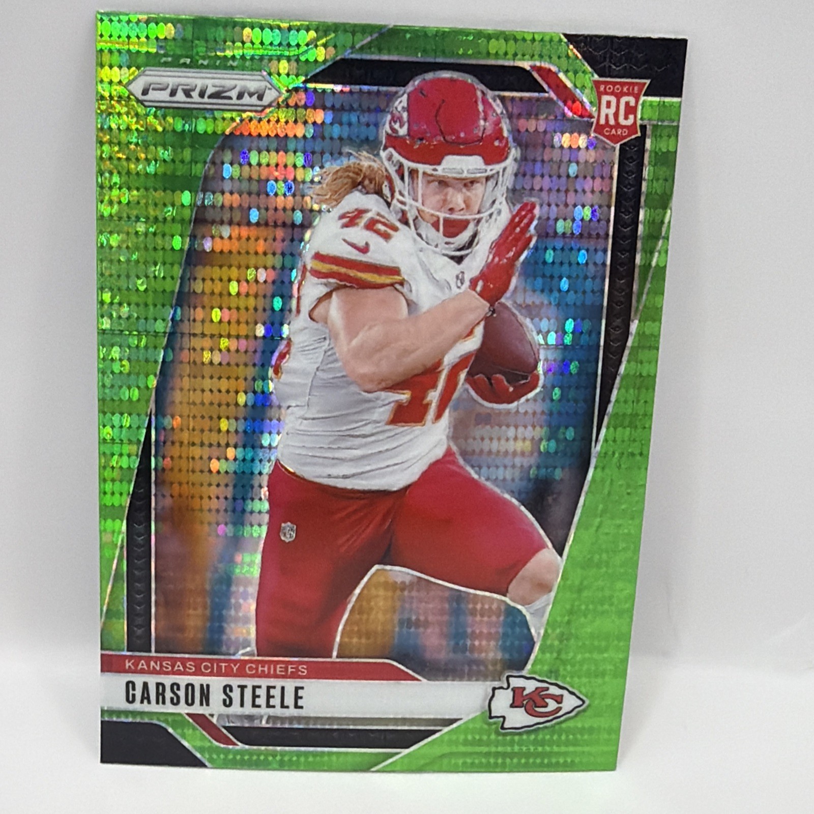 2024 Panini Prizm - Rookies Carson Steele #377 Neon Green Pulsar Prizm (RC)