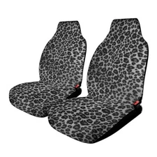 2 PCS Car Seat Covers for Front Seat Auto Universal Seats Black Leopard Print