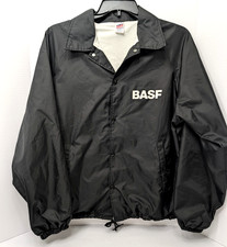 Vintage BASF Soffe Jackets Coach Jacket XL Black Lined Snap Front USA Made