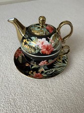 TROPICAL FLORAL TEA FOR ONE CUP MUG POT SET