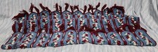 Vintage Handmade Crochet Mile-a-Minute Afghan Blanket Throw Blue Burgundy 54x41