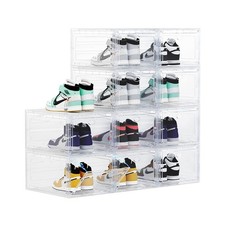 Large Clear Plastic Shoe Boxes Stackable Organizing Sneaker, 10 Pack Drop Fro...