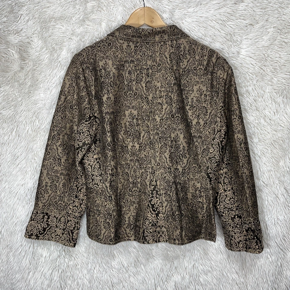 Chaqueta Blazer para Mujer J.Jill Talla 12 Negro Beige Floral Jacquard Texturizado Clásico Foto 3 de 4