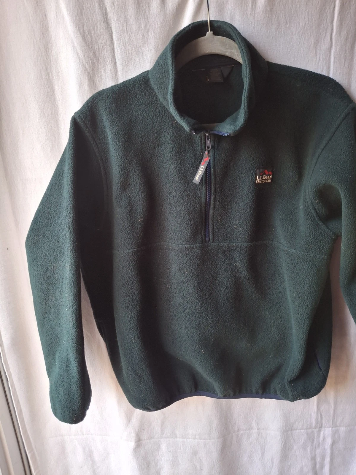 L L Bean Outdoors Olive Green Size Fleece Jacket 1/2 Zip Elastic Waist Sleeves