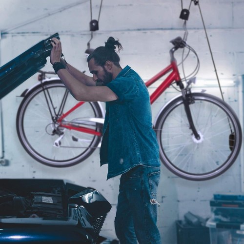 Sollevatore per bicicletta con supporto a soffitto fino a 60 kg Bike-Lift e-bike sollevatore a soffitto bicicletta DE - Foto 14 di 15