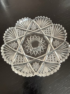 9 x Glas Dessertteller 15,5 cm Sternschliff Vintage (Schale Kostenlos)