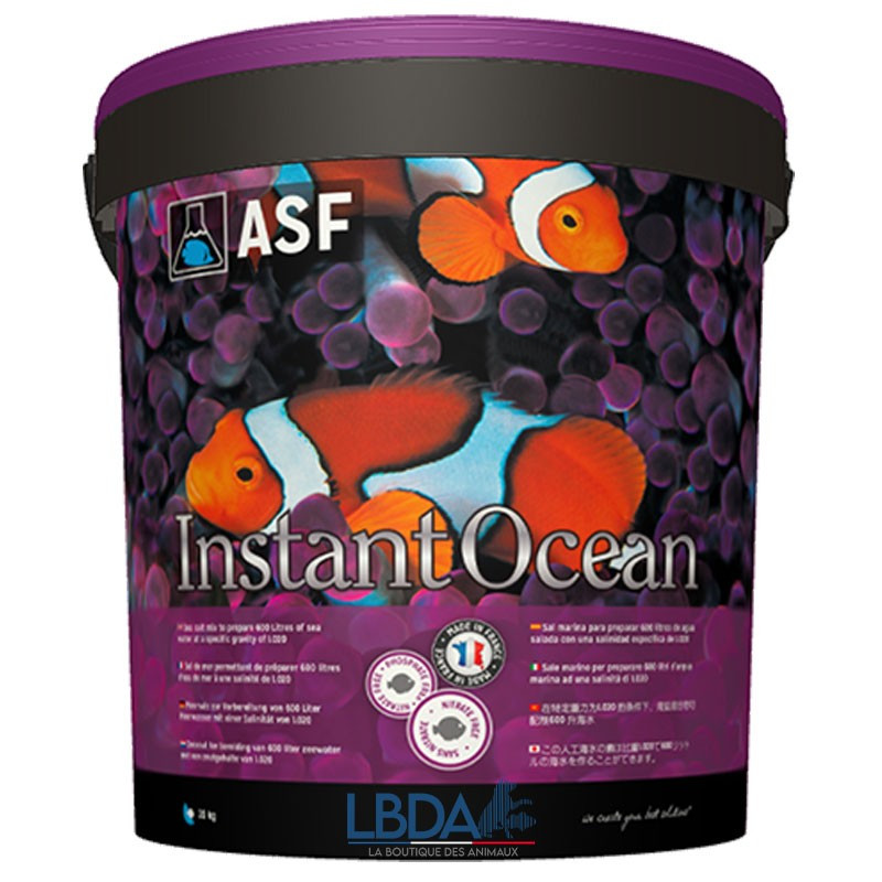 Aquarium Systems Instant Ocean sel enrichi pour la vitalité des poissons en seau 20Kg