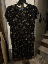 Terra & Sky Women's Plus Size Dress with Flutter Sleeves, Size 2X