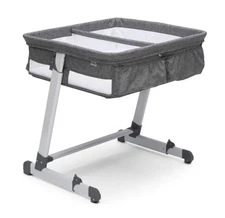 Simmons Kids By The Bed City Sleeper Portable Bassinet For Twins Grey-Tweed